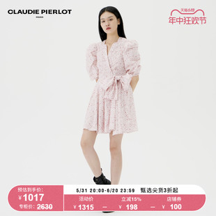 法式 CLAUDIE Outlet女装 收腰泡泡袖 PIERLOT 连衣裙短裙CFPRO01734