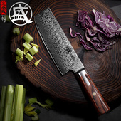 日本三本盛菜刀女士 家用厨房刀具切片刀小厨刀大马士革纹钢刀