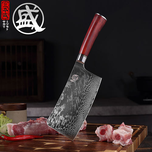 厨师大马士革钢刀三本盛专业