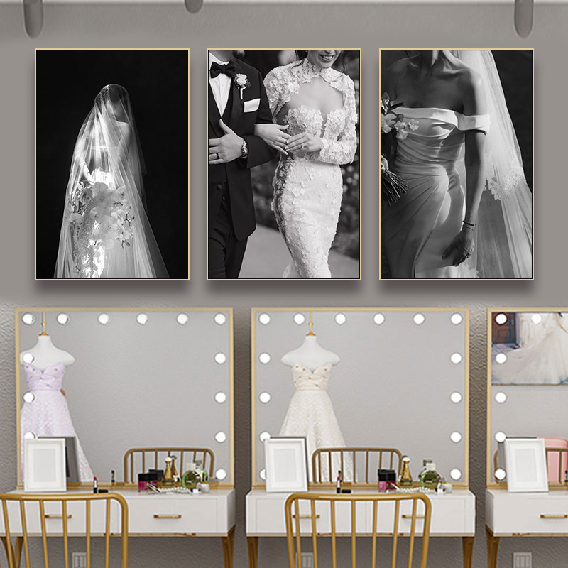 礼服馆婚纱摄影楼装饰画晚礼服婚纱定制工作室挂画裁缝店墙面壁画