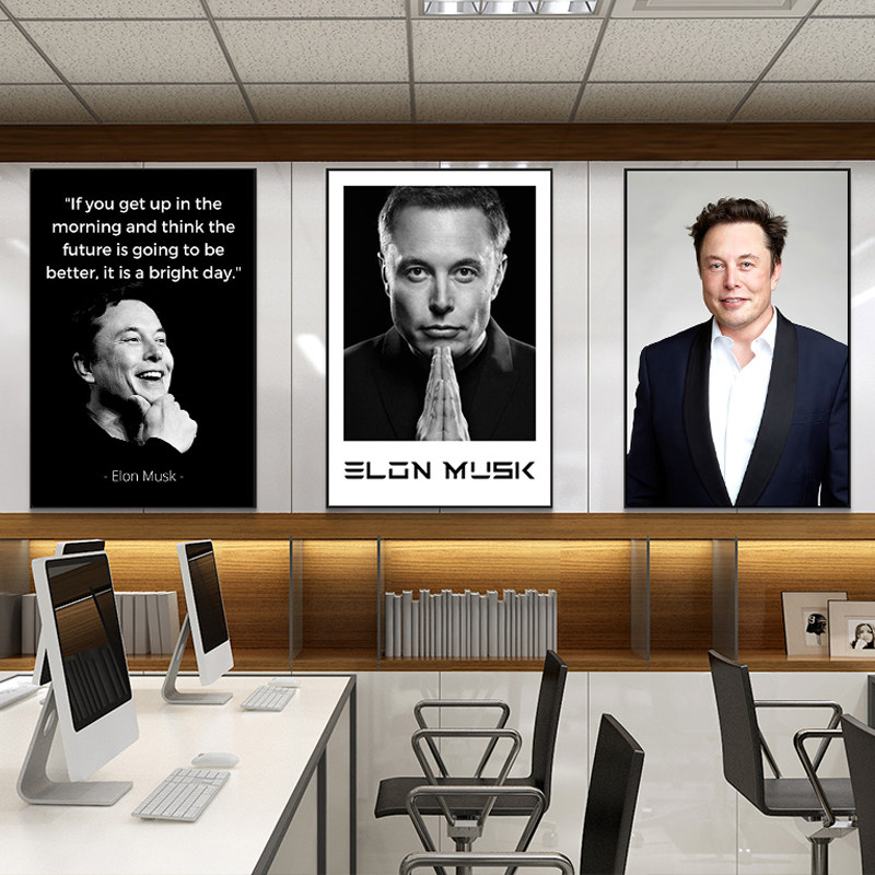 马斯克装饰画励志名人企业科技公司办公室挂画茶室Elon Musk壁画