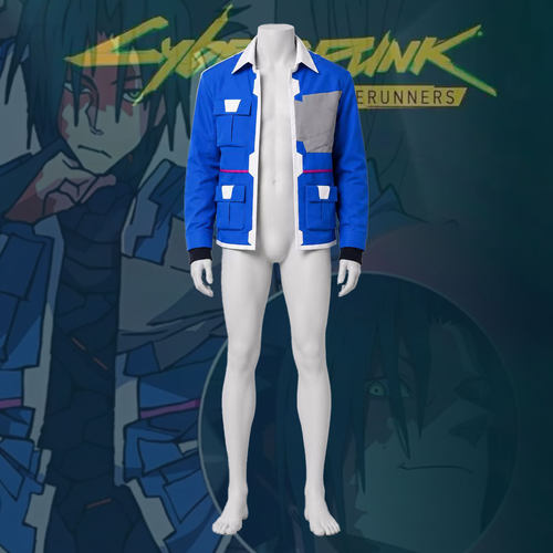 赛博朋克边缘行者2Dcos外套蓝白工装夹克动漫二次元cosplay