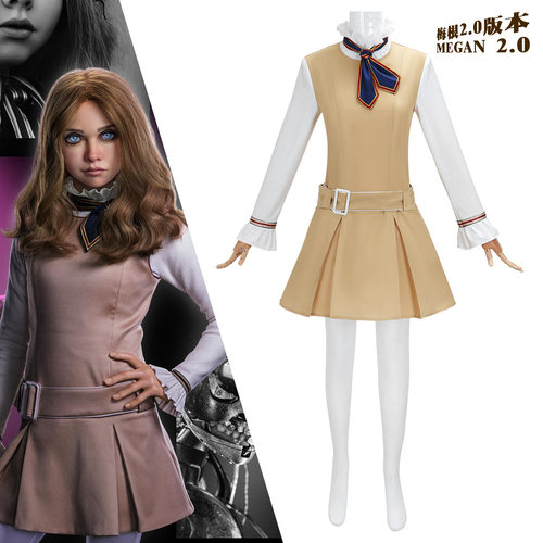 梅根2.0恐怖电影cos连衣裙M3GAN影视同款电影万圣节cospaly服装