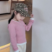 女童长袖 百搭上衣内搭外穿潮 儿童假两件打底衫 T恤2025秋季 新款