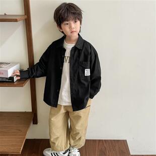 男童长袖 儿童春秋款 衬衫 秋装 衬衣潮 纯棉痞帅男孩上衣2025新款 童装