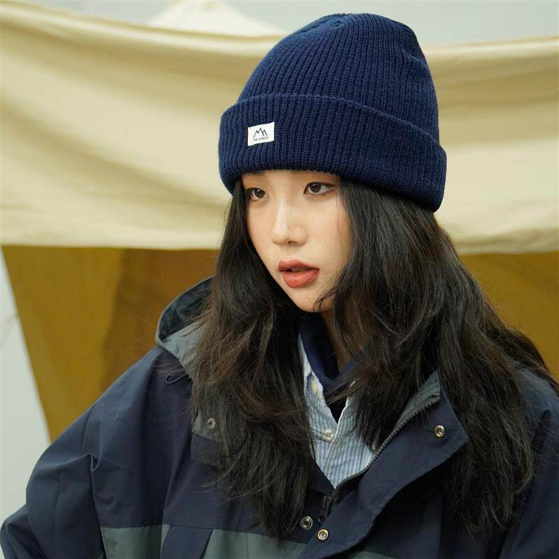 日系保暖毛线帽女男女通用原创设计 加绒针织帽适合大头围 男女