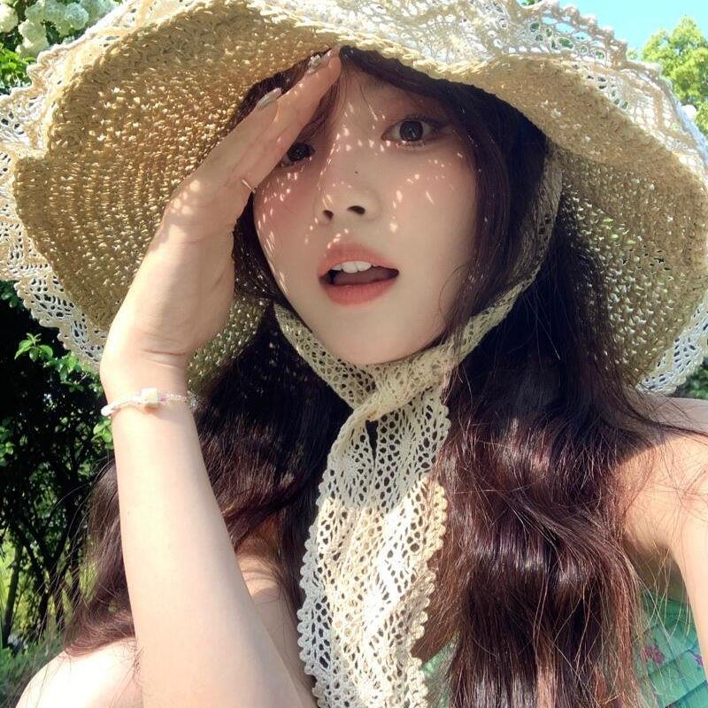 博主同款女海边出游拍照草帽蕾丝仙气遮阳防晒透气沙滩度假沙滩帽