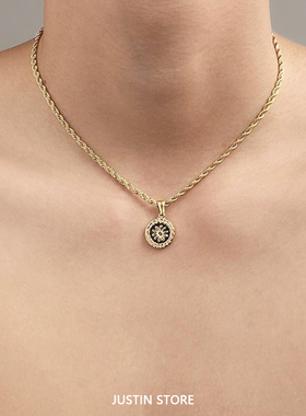 金色圆形古钱币镶嵌项链