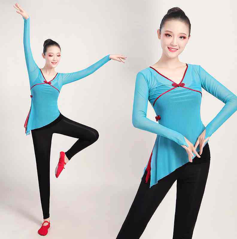 古典舞身韵舞蹈纱衣练功服女成人形体服装上衣民族舞秧歌演出服