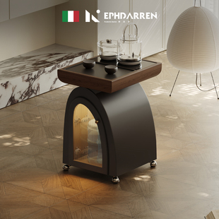 意式极简可移动茶台带烧水壶轻奢高级感设计师边几阳台客厅茶桌