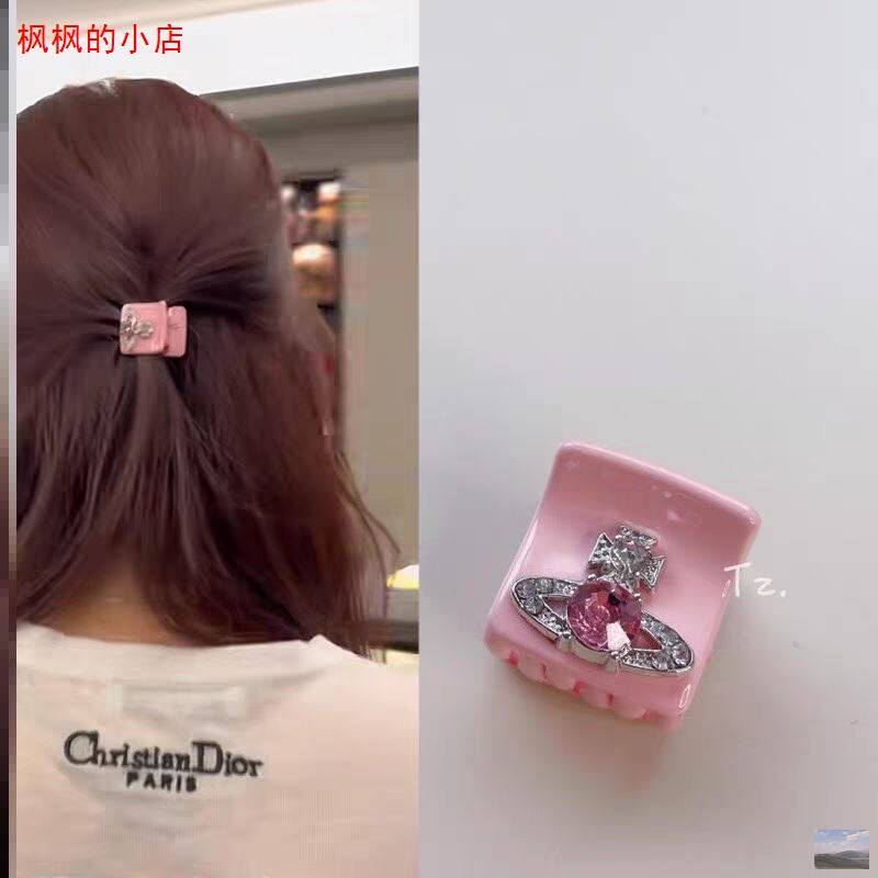 李老板的三宝贝同款抓夹粉色辣妹风星球满钻mini发抓刘海发饰夹子