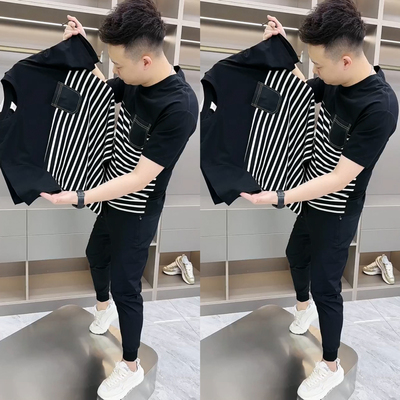 BXBM短袖休闲时尚男士拼接T恤