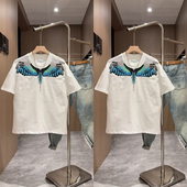 休闲透气舒适半袖 2025年夏季 ins T恤男士 时尚 新款 重磅刺绣痞帅短袖