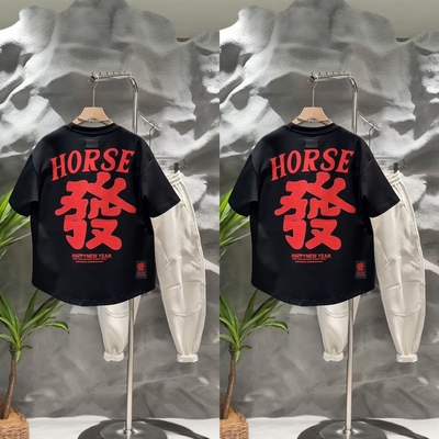 2025年冬季新款圆领套头短袖T恤男士时尚潮流百搭休闲帅气半袖ins