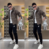 高领连帽二棉外套男潮韩版 BXBM2026年秋冬新款 士长袖 工装 潮流时尚