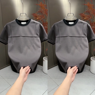 男士 简约纯色短袖 时尚 百搭休闲文艺加厚半袖 2026冬季 男潮韩版 新款