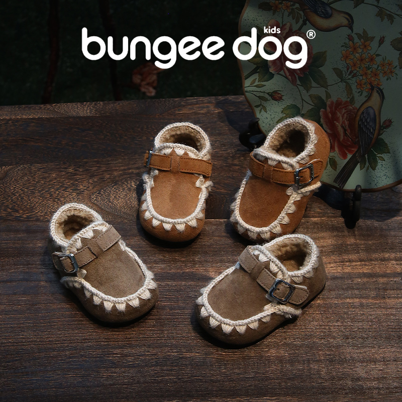 冬季新款女童勃肯鞋加绒二棉豆豆鞋保暖宝宝棉鞋软底学步婴儿鞋子