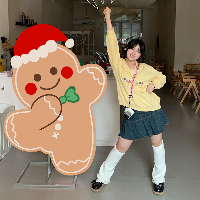 圣诞节装饰品创意卡通圣诞雪人姜饼人商场店铺圣诞场景氛围感摆件