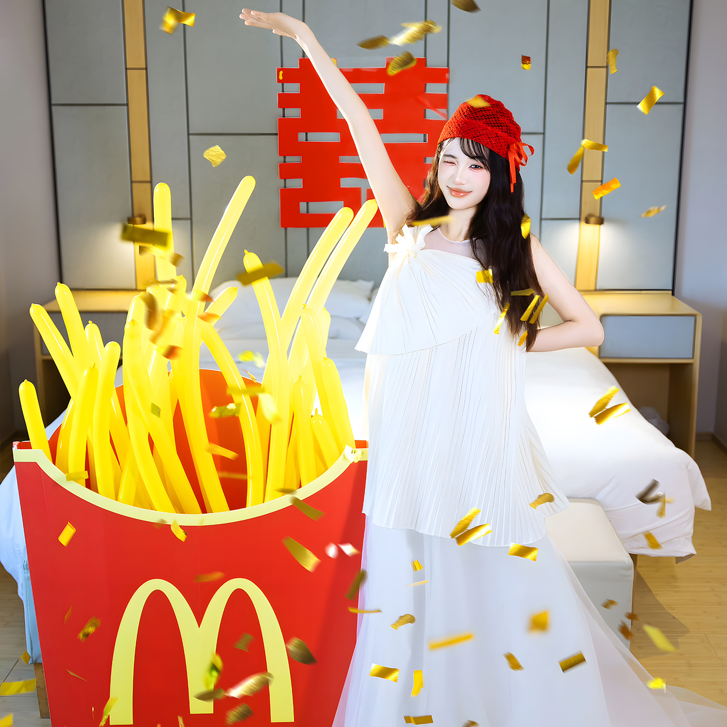 麦门薯条盒子长条气球