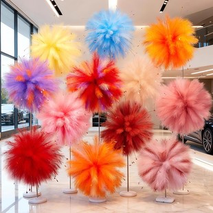 2026元宵节新年装饰场景布置开门红公司商场橱窗烟花美陈氛围道具