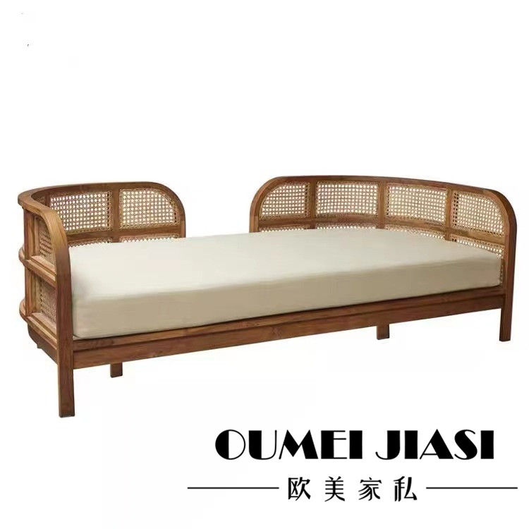 东南亚实木藤编沙发组合会所酒店大堂接待藤艺样板房欧式现代家具