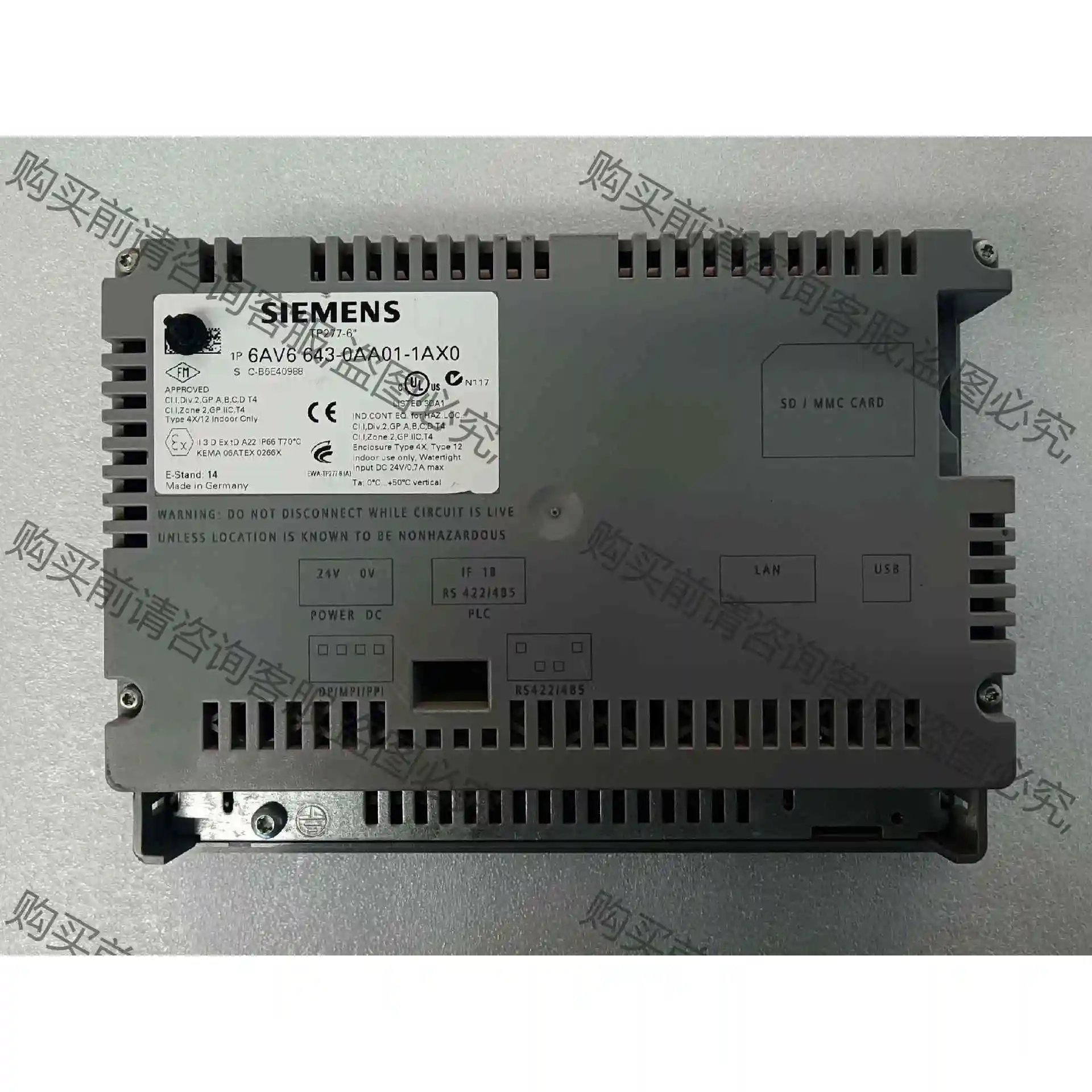 TP277-6” 6AV6 643-0AA01-1AX0黑屏 议价产品 原装拆机功能完好
