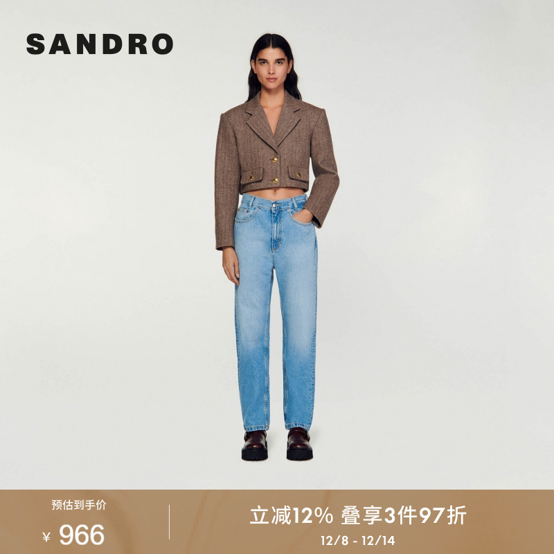 SANDRO短款廓形翻领西装外套