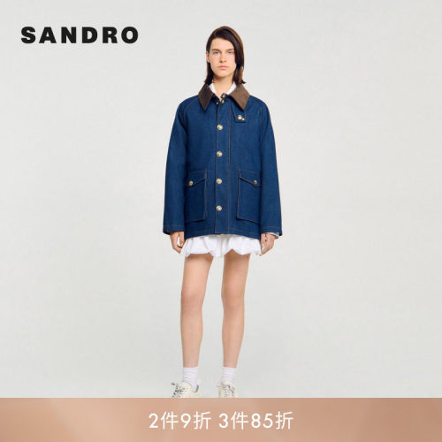 SANDRO Outlets女装法式都市游牧法式时尚休闲气质棉质牛仔外套