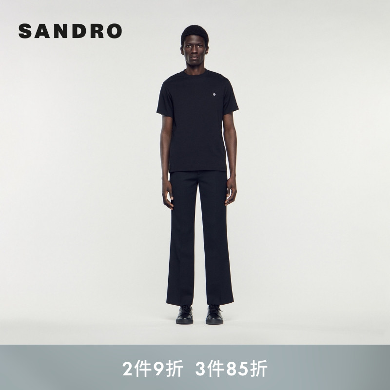 SANDRO Outlets秋冬男装法式休闲简约棉质黑色印花圆领短款T恤 - 封面