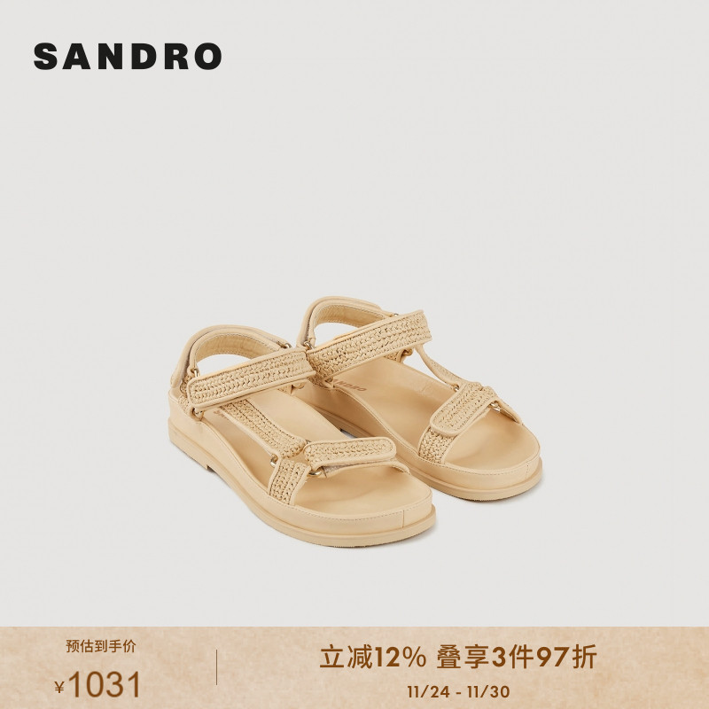 编织平底凉拖鞋田园SANDRO