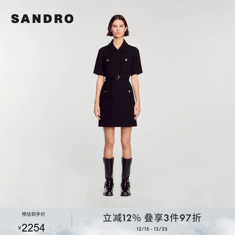 优雅气质A字裙纽扣衬衫连衣裙