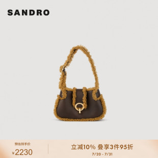 皮毛拼接背提包SFASA01407 SANDRO Outlets2024春秋款 女士时尚 法式