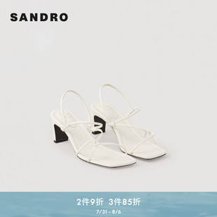 优雅细带粗中跟凉鞋 SANDRO 女士气质法式 Outlets经典 SFACH00937 款