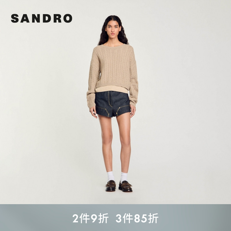 绞花纹理设计 下摆假两件点缀