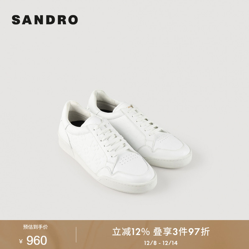SANDRO2023年夏季牛皮革休闲单鞋
