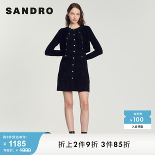 短款 SFPCA00722 圆领黑色长袖 法式 时尚 Outlet女装 针织衫 SANDRO