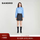 气质时尚 SANDRO 绵羊毛暗条纹半身裙短裙 女装 法式 Outlets经典 款