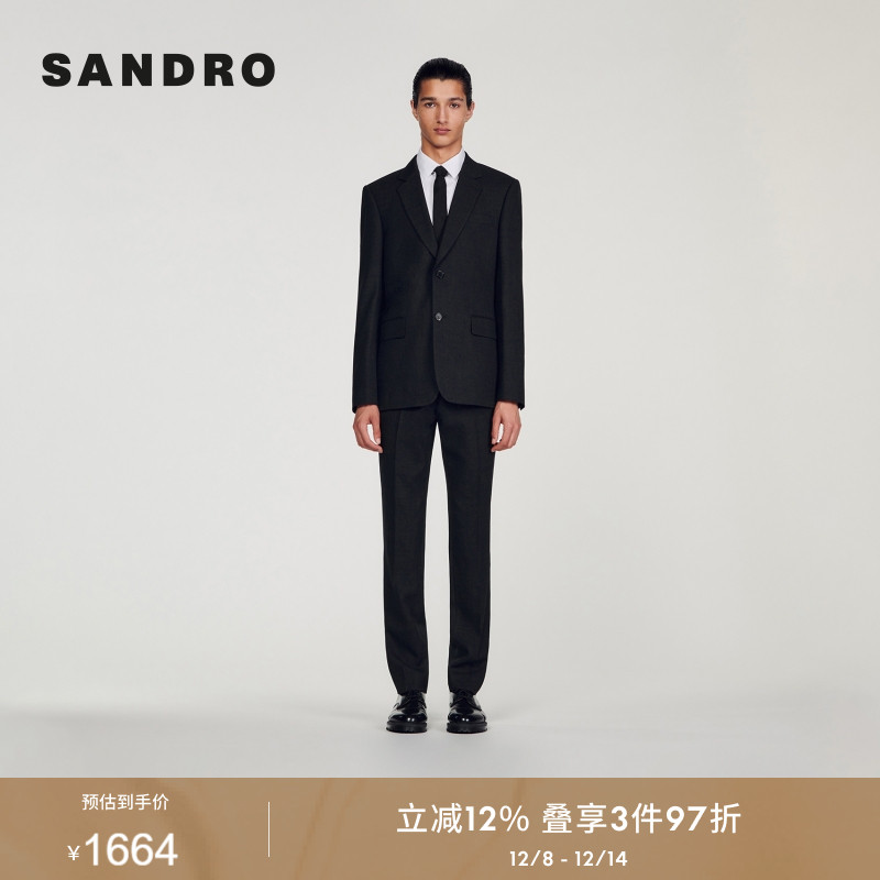 SANDRO黑色简约单排扣西装外套
