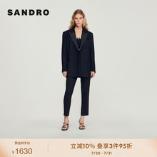 【爆款补单】SANDRO Outlets女装黑色双排扣西装外套SFPVE00743