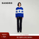SANDRO 针织上衣 简约蓝色星星图案撞色短款 Outlets秋冬女装 时尚