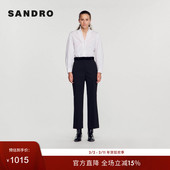 Outlets秋冬女装 黑色宽松高腰直筒西装 法式 SANDRO 通勤经典 款 裤