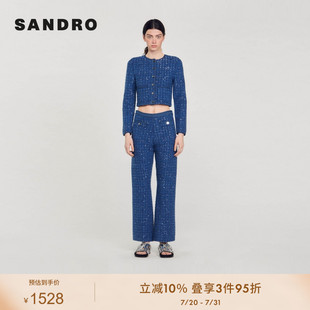 優(yōu)雅藍色花呢短款 SANDRO Outlets24春秋女裝 法式 外套SFPCA00965
