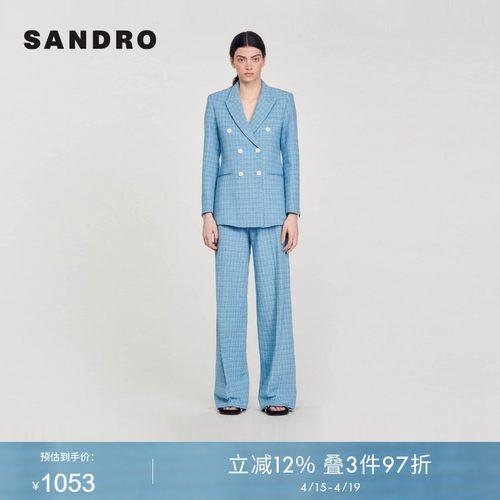 SANDRO法式格纹西装外套