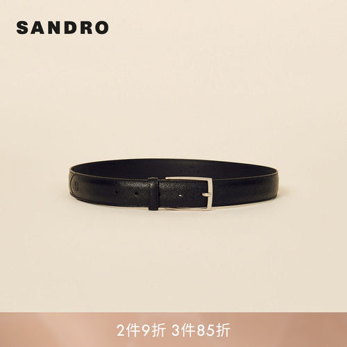 SANDRO Outlets男士法式时尚休闲简约通勤牛皮革百搭窄款皮带