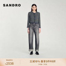 【爆款补单】SANDRO Outlets2024春秋款女装蓝灰外套SFPVE01062