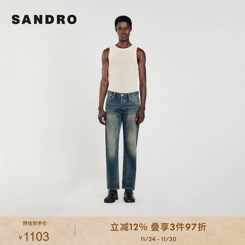 做旧直筒牛仔裤SANDRO牛仔裤