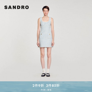 SANDRO 溫柔藍色花呢背心連衣裙SFPRO03464 法式 Outlets24春秋女裝