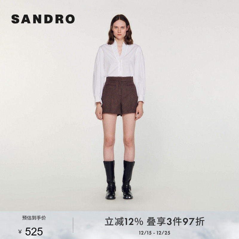 高腰显瘦休闲格纹西装短裤SANDRO