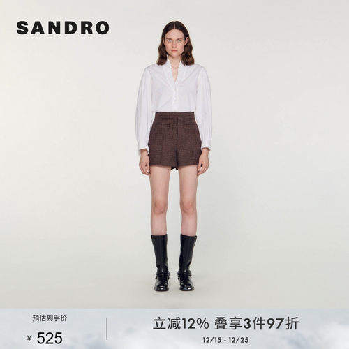 高腰显瘦休闲格纹西装短裤SANDRO