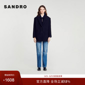Outlets女装 法式 学院风时尚 SANDRO 通勤西装 直筒毛呢外套